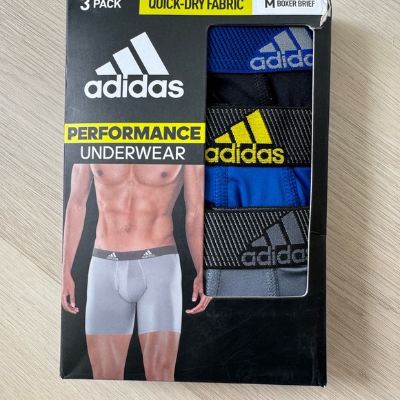 Adidas Men's Performance Boxer Briefs 3-Pack - Black, Blue, Grey size Med - Picture 3 of 12